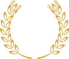 Two stylized golden wheat stalks forming a circular frame, representing the themes of harvest, agriculture, and the abundant bounty of nature in a minimalist design vector