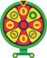 Colorful wheel of fortune spinning rapidly, featuring various enticing money prizes and a star prize, creating thrilling opportunities for winning big and experiencing excitement vector