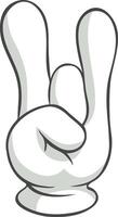 Cartoon hand gesturing rock and roll symbol with index and little finger raised while thumb, middle and ring finger are folded, conveying energy, rebellion, music, and counterculture spirit vector