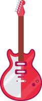 Red and white electric guitar featuring a brown neck and tuning pegs, standing vertically against a plain white background, presented as a simple illustration vector