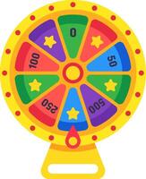 Spinning wheel of fortune displays vibrant numbers and stars, generating random outcomes for lotteries, raffles, or game shows, inviting excitement and chance for players vector
