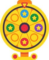 Colorful wheel of fortune spinning, offering many chances to win with stars and circles indicating different prizes, creating excitement and anticipation vector