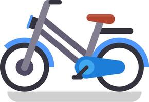 Side view of a blue and gray bicycle with mudguards and a brown saddle, resting on a gray surface and casting a distinct shadow, highlighting urban mobility vector