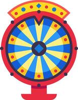 Colorful wheel of fortune is spinning, offering the chance to win exciting prizes, adding a touch of fun and anticipation to any game or event vector