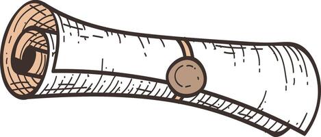 Rolled parchment featuring a wax seal symbolizes the historical significance of legal agreements, royal decrees, and ancient maps, representing tradition and authority vector