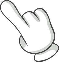 Cartoon hand featuring a white glove, pointing with an index finger to the left side, set against a clean white background, effectively conveying direction and communication vector