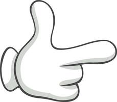 White cartoon hand extending an index finger and pointing right, set against a clean white background, emphasizing direction and communication in a playful, graphic style vector