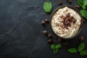 Indulge in a Creamy Mint and Cocoa Dessert Perfect for Any Occasion photo