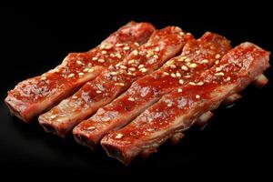 A piece of meat with sauce on it photo