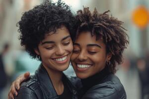 Heartwarming Image of Two Friends Hugging, Symbolizing Reconciliation and Strong Bonds photo