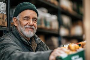 Compassionate Volunteer Assisting Senior Man With Daily Activities in a Heartwarming Scene photo