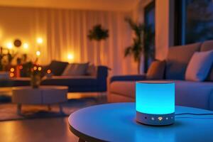 Wi-Fi Router Emitting a Blue Glow Perfect for Technology and Connectivity Visuals photo
