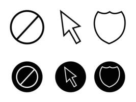 Simple Line Art Icons Representing Prohibition, Navigation, and Security Features vector