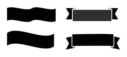 Four Black Ribbon Silhouettes with Varied Shapes on White Background vector