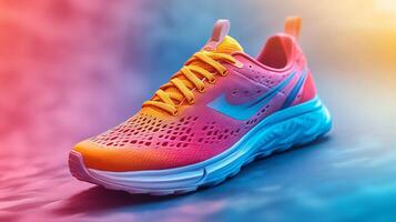 A colorful running shoe on a colorful background photo