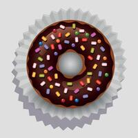 chocolate donut doughnut on paper napkin isolated on white background vector