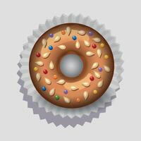 chocolate donut doughnut on paper napkin on white background vector