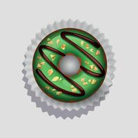 round chocolate donut doughnut on paper napkin on white background vector