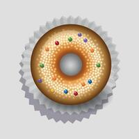 round sweet chocolate donut doughnut on paper napkin on white background vector