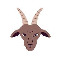 Head of goat in flat style on white background. vector