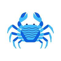 Blue crab in flat style on white background. vector