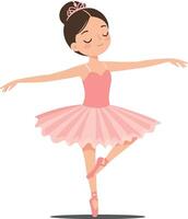 A young ballet dancer gracefully performing an elegant pose in a pink tutu with a minimal flat design style showcasing joy and artistry in art vector