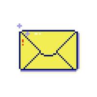 Nostalgic pixel art eight bit envelope icon. Y2k retro 90s vaporwave style. vector