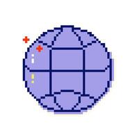 Nostalgic pixel art eight bit globe shape icon. Y2k retro 90s vaporwave style. vector