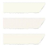 A collection of cream empty, checkered and lined torn paper corner pieces with different shapes and sizes. Modern grunge collage for contemporary art style. Brutalism horizontal abstract shapes. vector