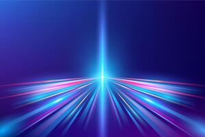 Futuristic neon speed motion rays, glowing digital background vector