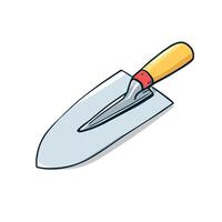 A trowel with a handle and a yellow handle vector