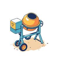 A cartoon cement mixer on wheels vector