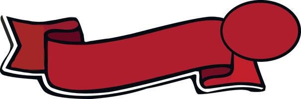A red ribbon with a red ribbon on it vector