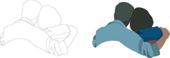 Two people hugging each other, showing support and affection vector