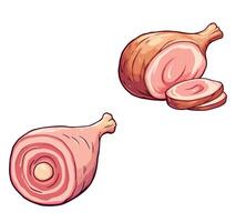 Two slices of meat and a piece of meat vector