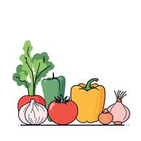 Vegetables and fruits on a white background vector