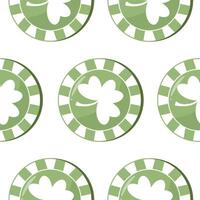 seamless pattern with poker green chips with shamrock prints, for various holiday designs vector