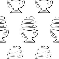 seamless pattern with ice cream in a cup drawn in black outline on a white background, for various designs vector