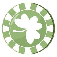 round green poker chip with shamrock print for st patrick's day, for various designs and posters vector