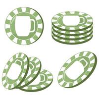 set of round green poker chips with beer mug imprint for St. Patrick's Day, for various designs and posters vector
