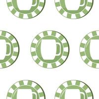 seamless pattern with poker green chips with prints of round glasses, for various holiday designs vector