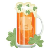 rectangular glass icon with leprechaun face print with wheat beer and shamrock leaves, st patrick's day design vector