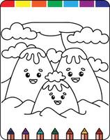 A coloring page with two cartoon characters vector