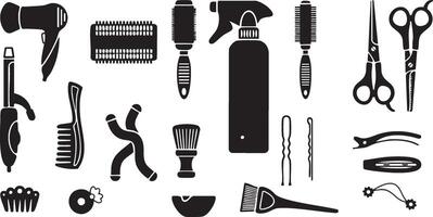 hair salon tools icons set vector
