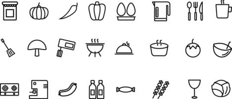 a set of icons for cooking and food vector