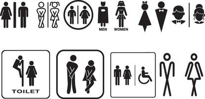 a set of bathroom signs with different symbols vector