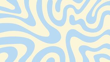 Horizontal background with blue waves in style retro 60s, 70s. Trendy minimal wavy design in pastel colors. illustration. vector