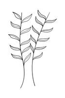 Tree branch with leaves isolated on white background. vector