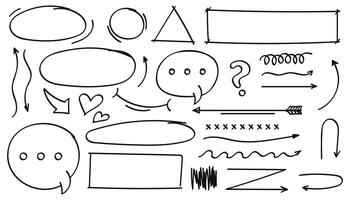 Hand drawn marker pen strokes doodle design elements. illustration. vector