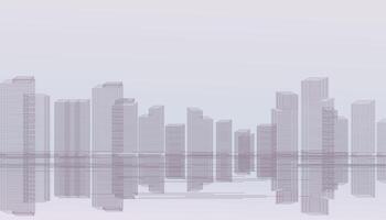Modern business banner with futuristic wireframe skyscrapers vector